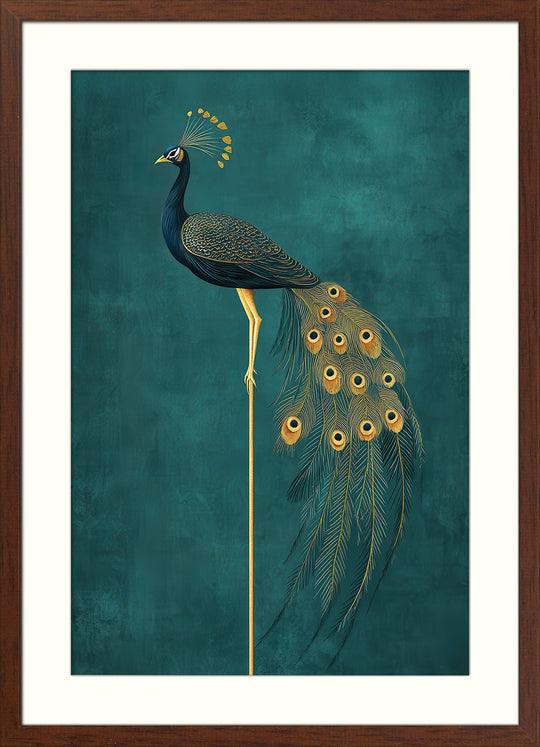 Golden Peacock on Teal