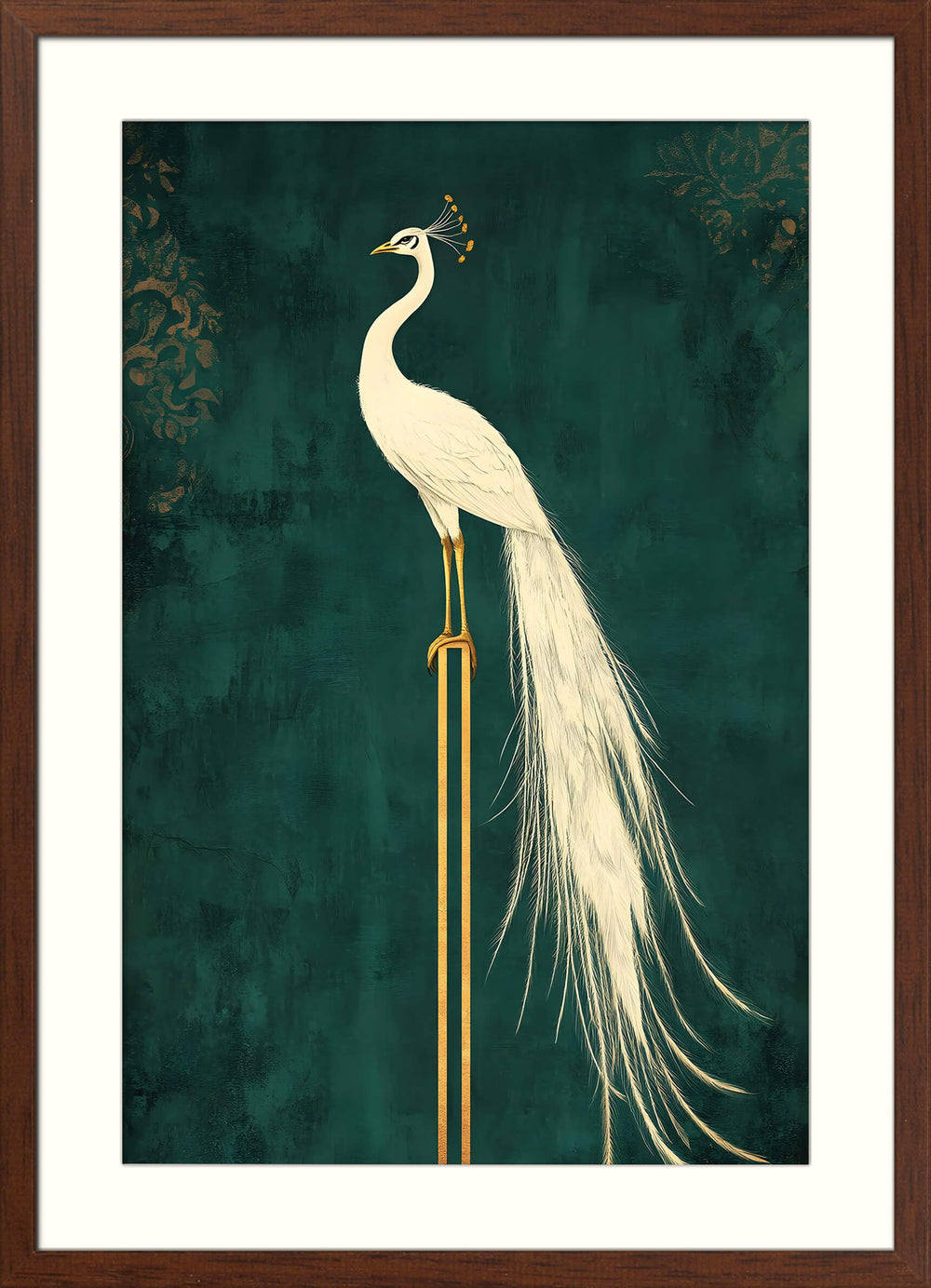 White Peacock on Gold Pedestal