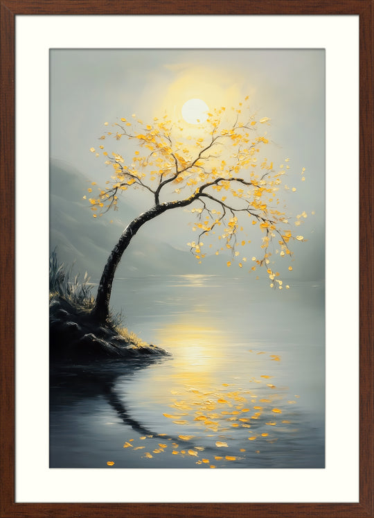 Golden Tree Lake Wall Art Print