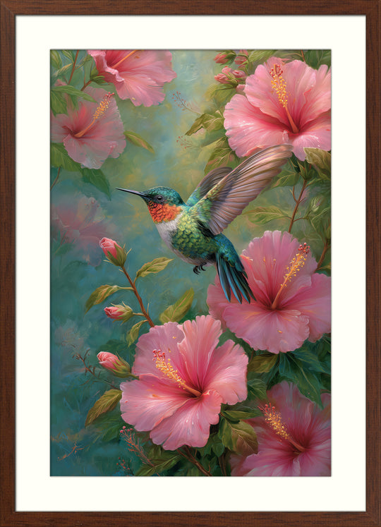 Hummingbird Floral Wall Art Print