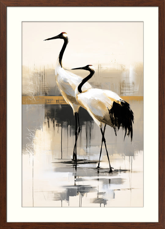 Two Red Crowned Birds