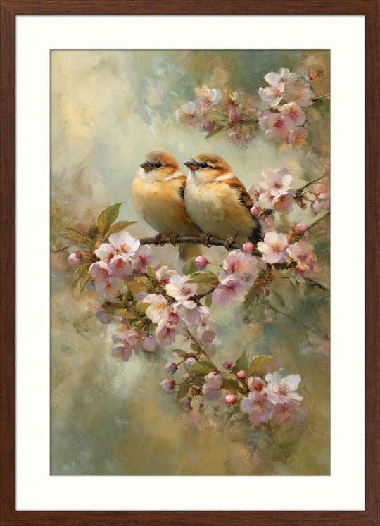 Birds on Blossom Branch Wall Art Print
