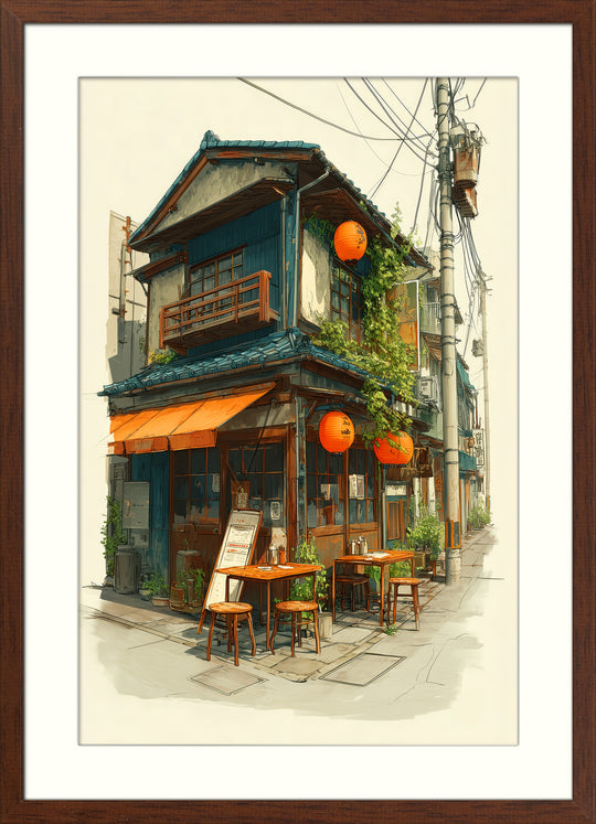 Japanese Street Cafe Wall Art Print