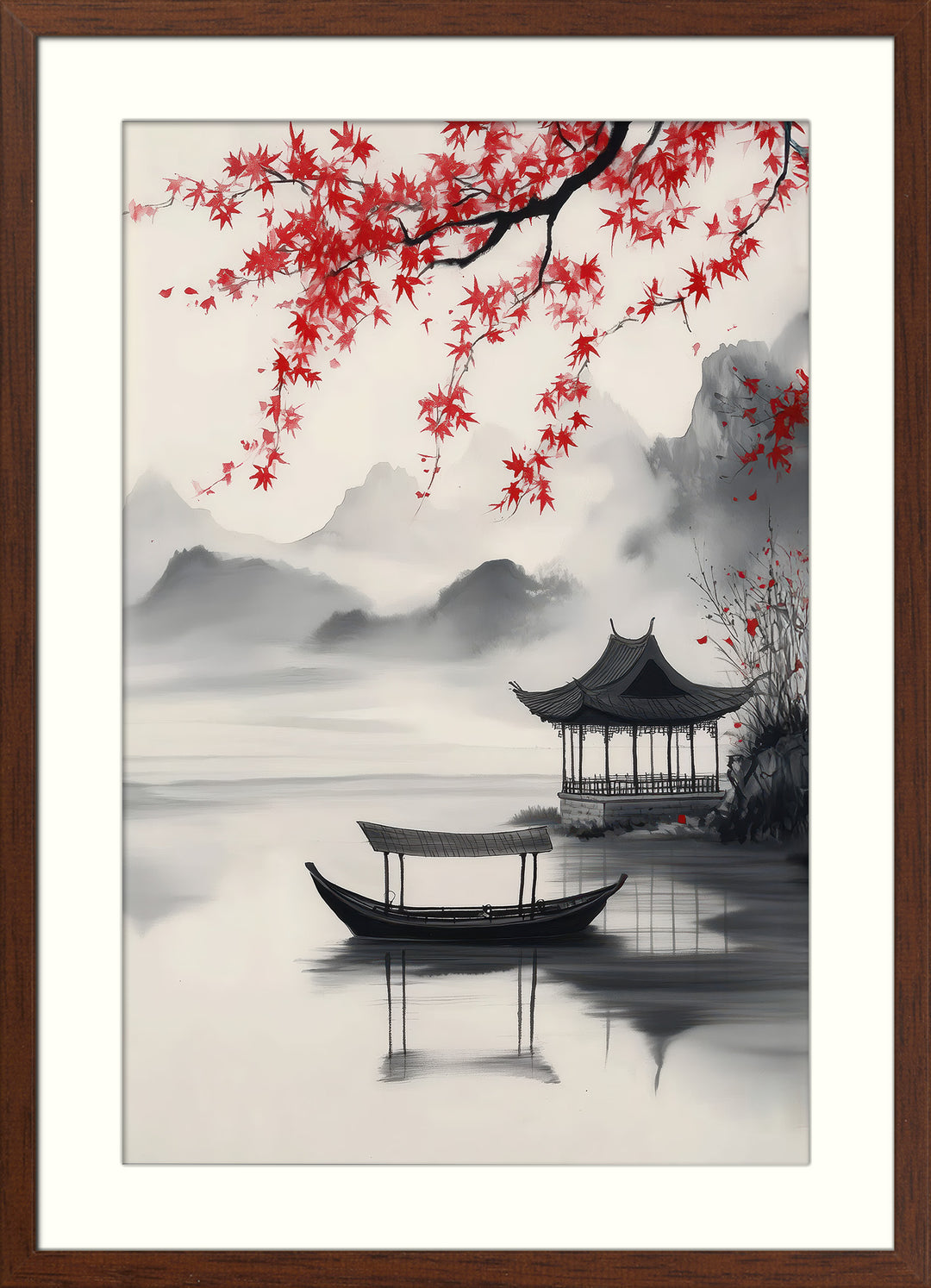 Asian Lake Pavilion Wall Art Print