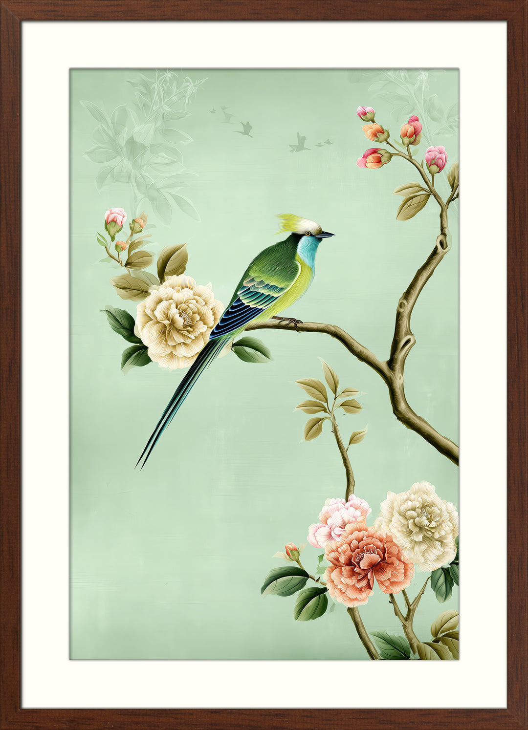 Chinoiserie Bird Floral Wall Art Prints