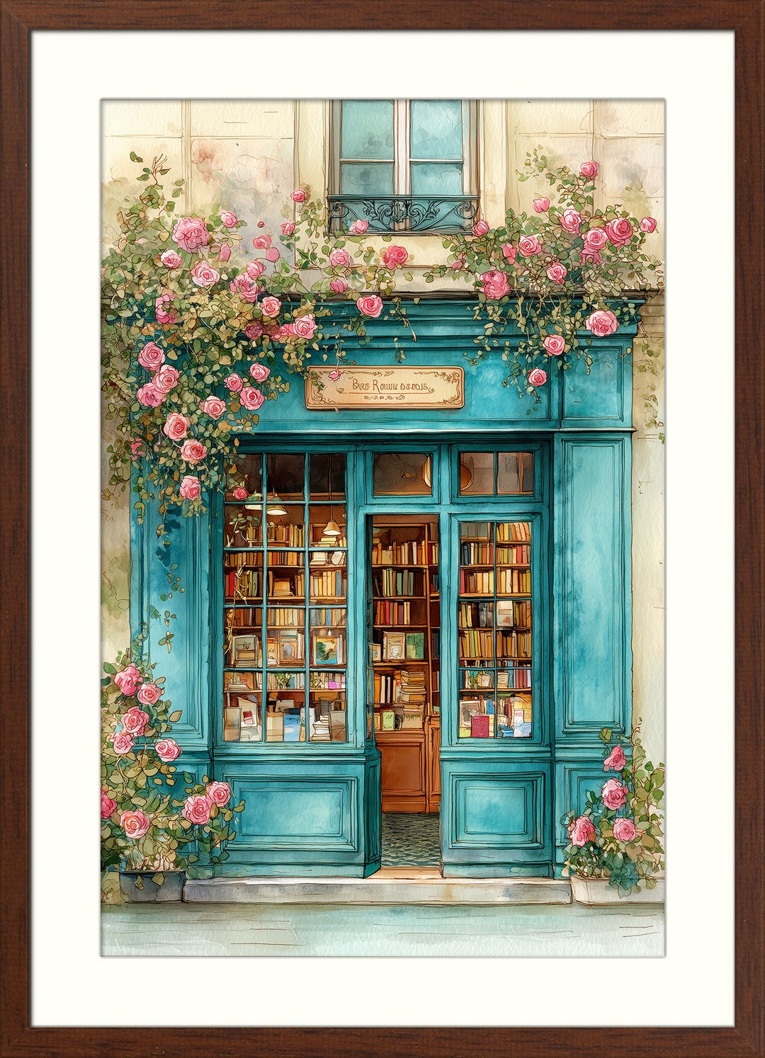 Paris bookshop wall art print