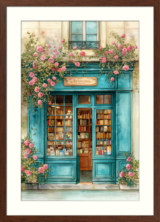 Paris bookshop wall art print