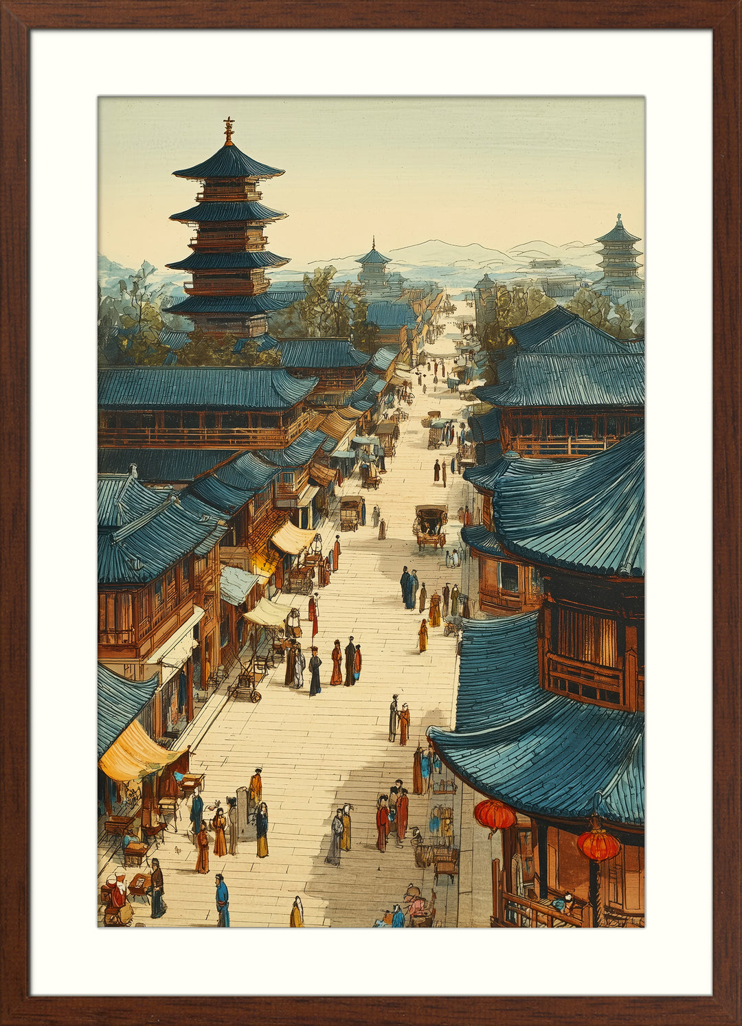 Japanese City Street Wall Art Print