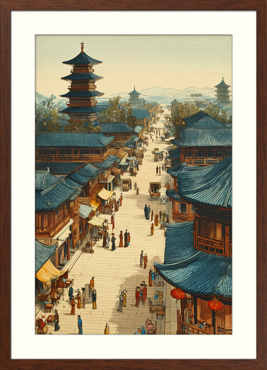 Japanese City Street Wall Art Print