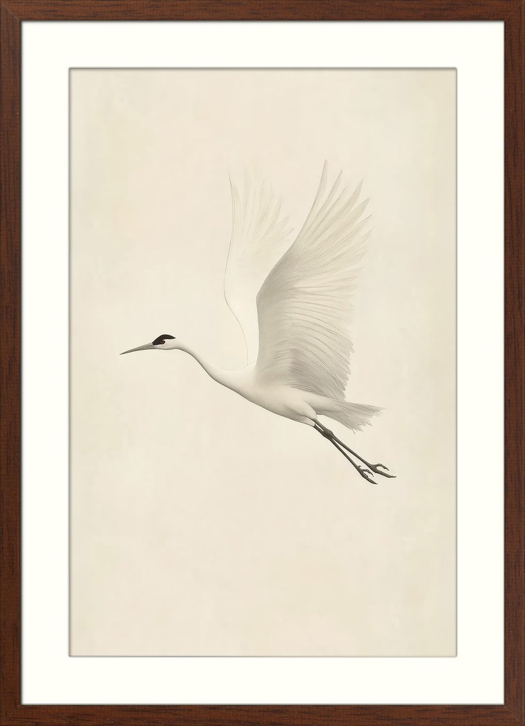 Flying White Crane Wall Art Print
