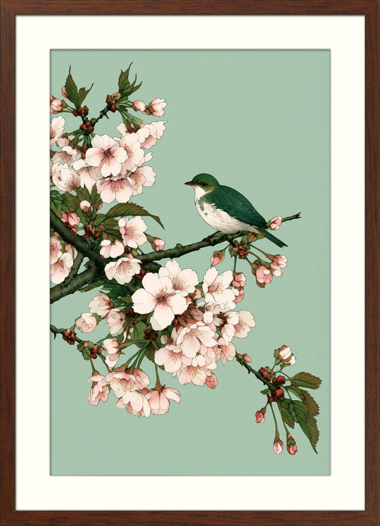 Cherry Blossom Bird Art Print