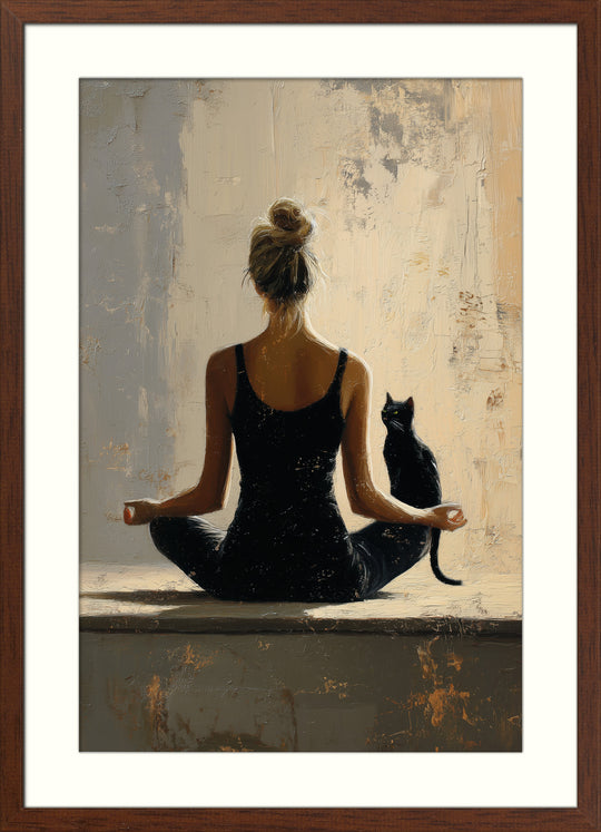 Yoga and black cat artwork