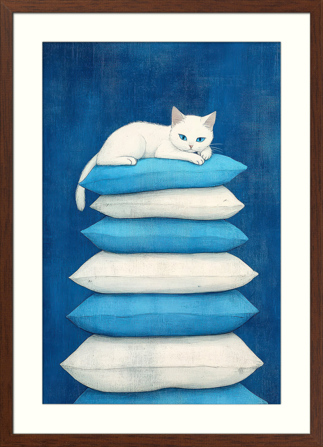 White Cat Wall Art Print