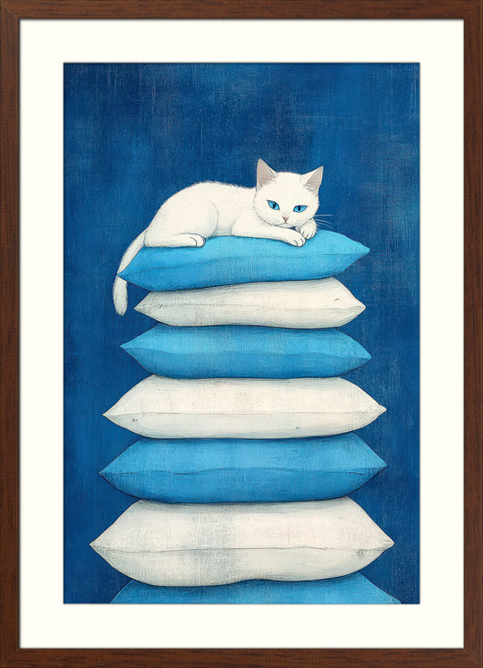 White Cat Wall Art Print