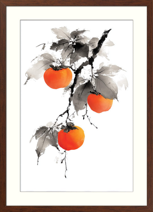 Sumi-e Persimmons on Branch
