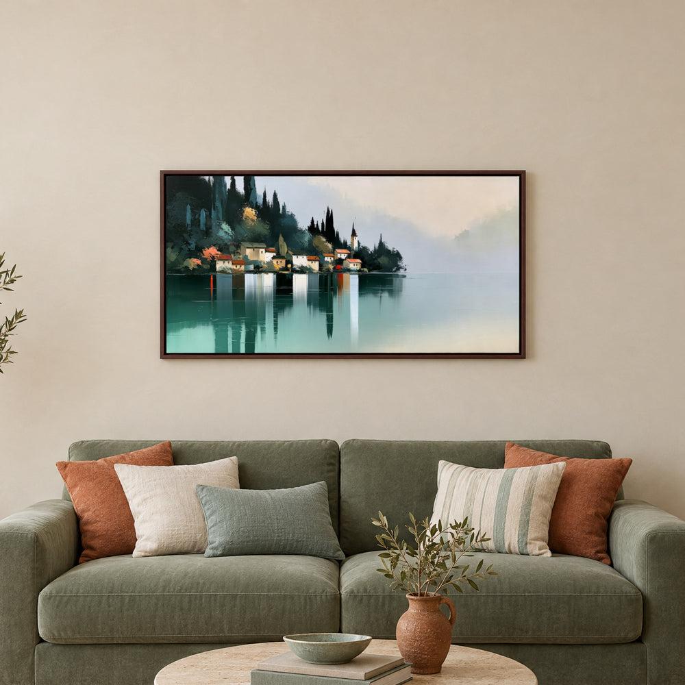 Large Italian Lakeside Canvas Wall Art Print