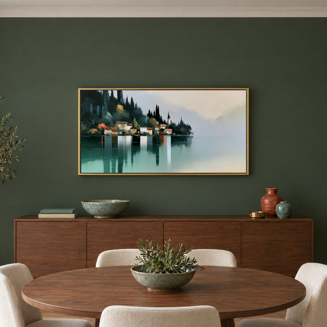 Large Italian Lakeside Canvas Wall Art Print