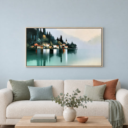 Large Italian Lakeside Canvas Wall Art Print
