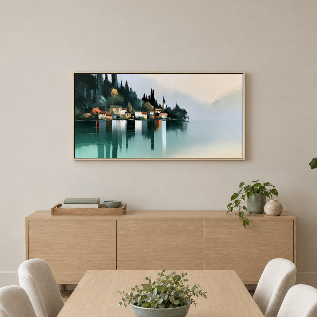 Large Italian Lakeside Canvas Wall Art Print