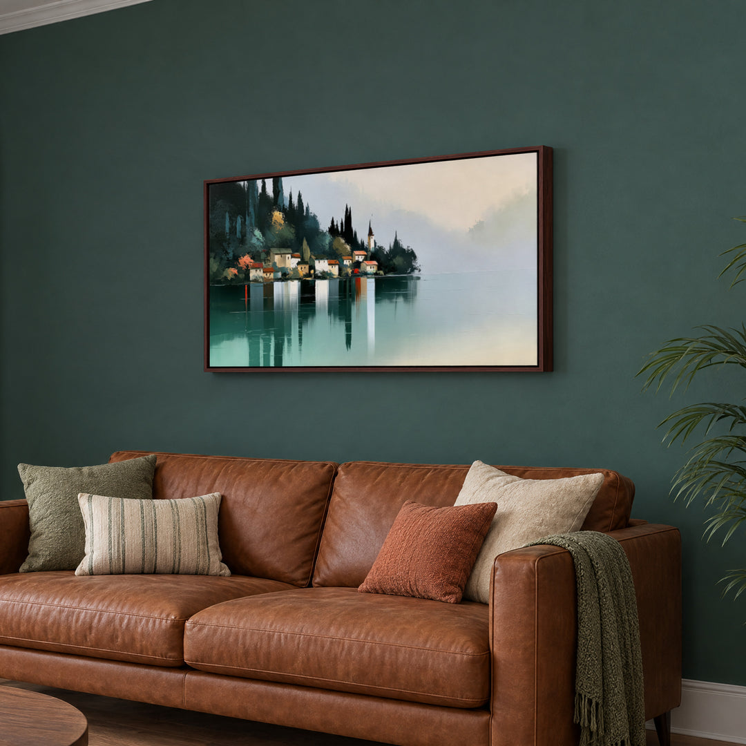 Large Italian Lakeside Canvas Wall Art Print