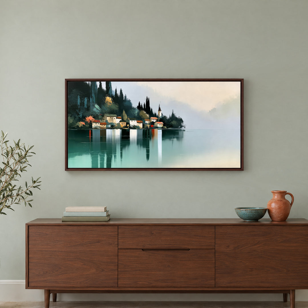 Large Italian Lakeside Canvas Wall Art Print