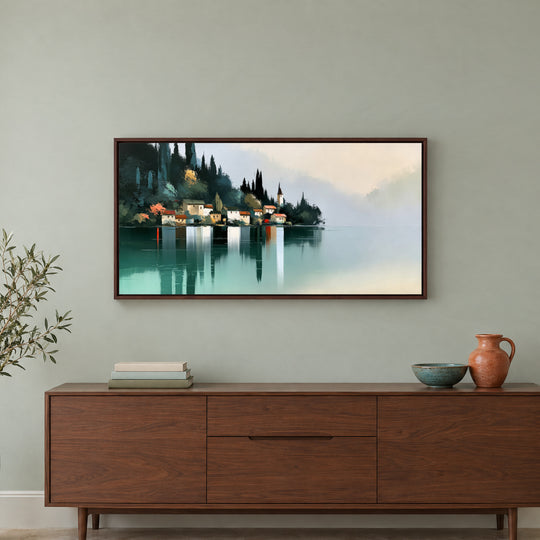Large Italian Lakeside Canvas Wall Art Print