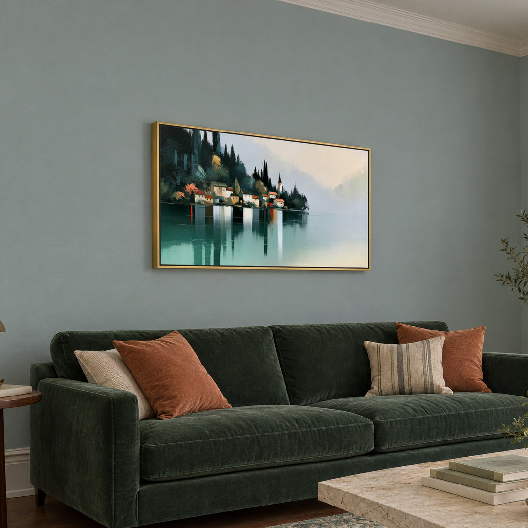 Large Italian Lakeside Canvas Wall Art Print