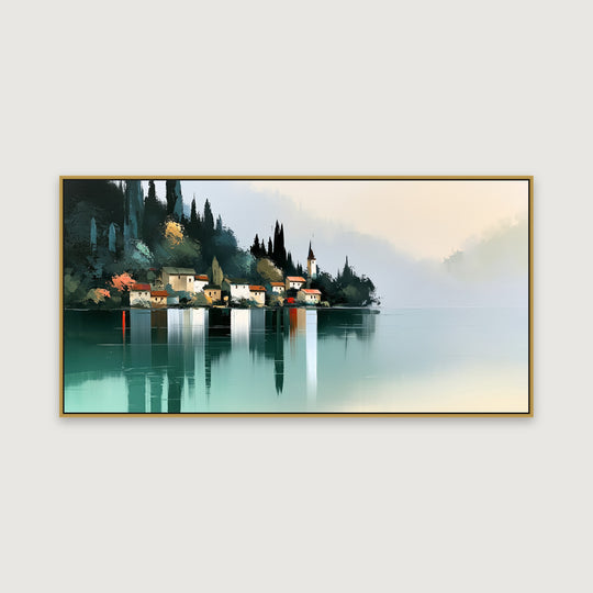 Large Italian Lakeside Canvas Wall Art Print