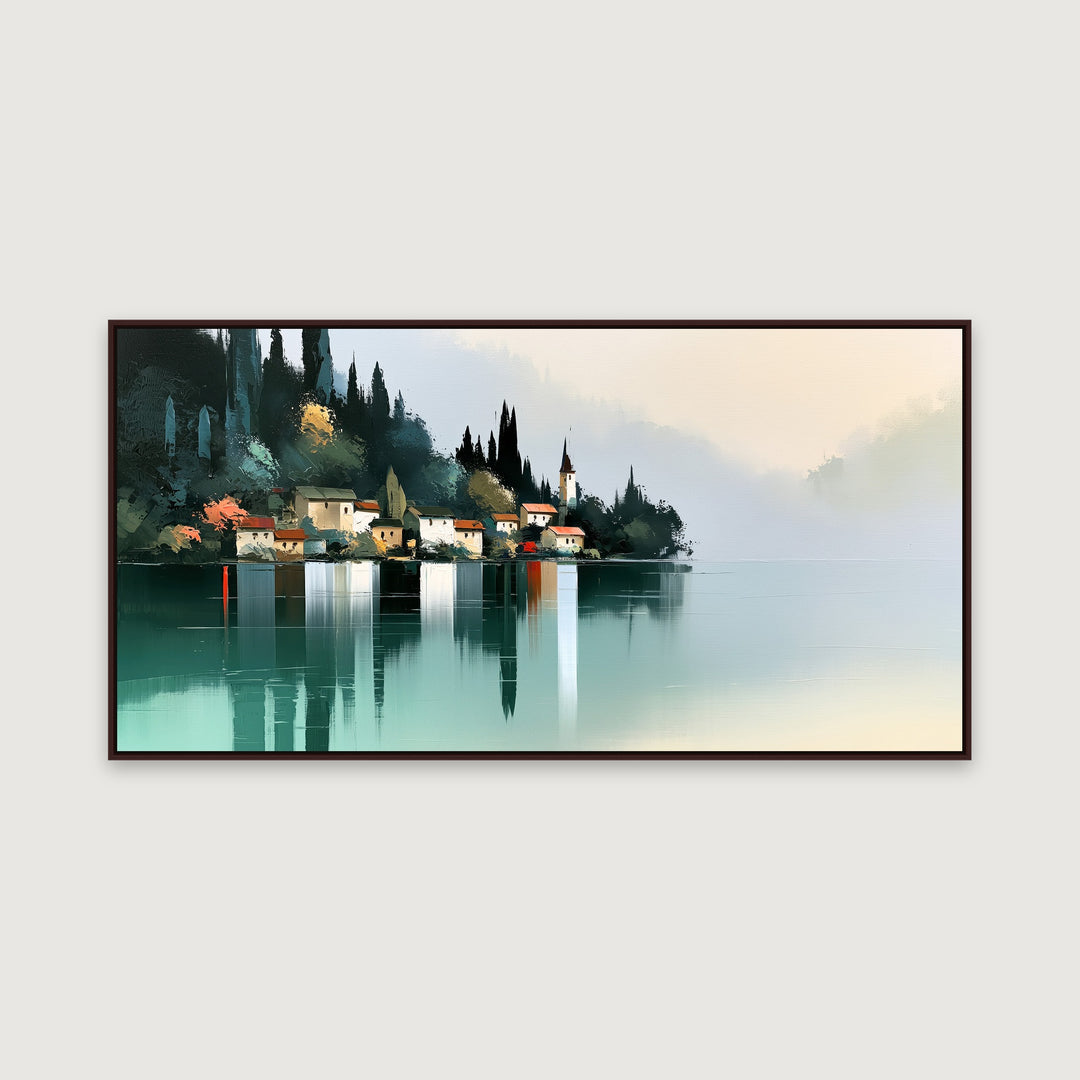 Large Italian Lakeside Canvas Wall Art Print