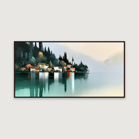 Large Italian Lakeside Canvas Wall Art Print