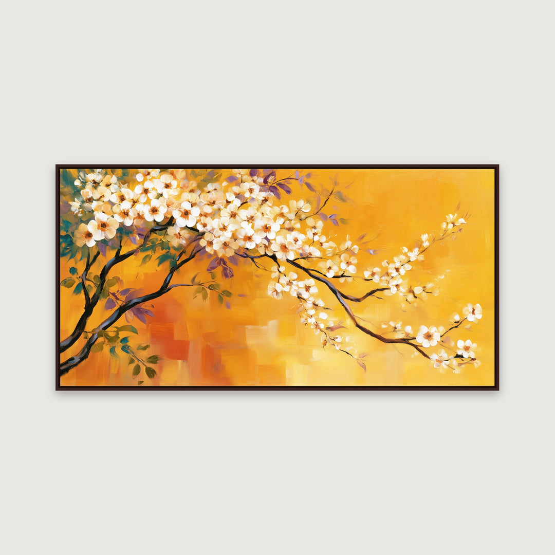 Large Orange Floral Canvas Wall Art Print