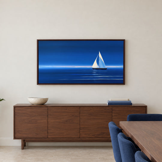 Large Blue Sailboat Canvas Wall Art Print