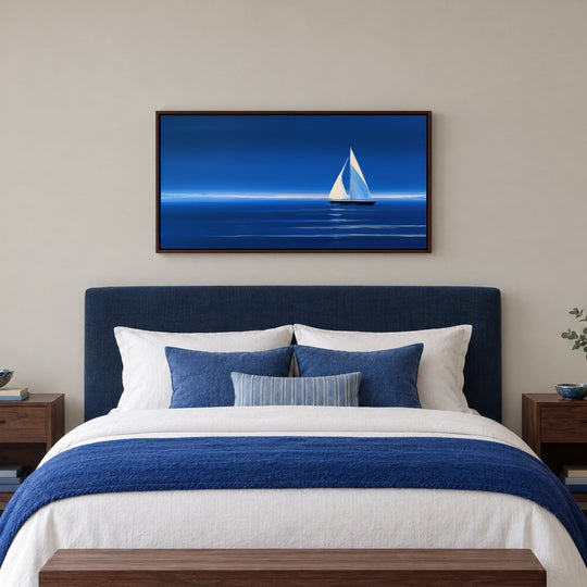 Large Blue Sailboat Canvas Wall Art Print