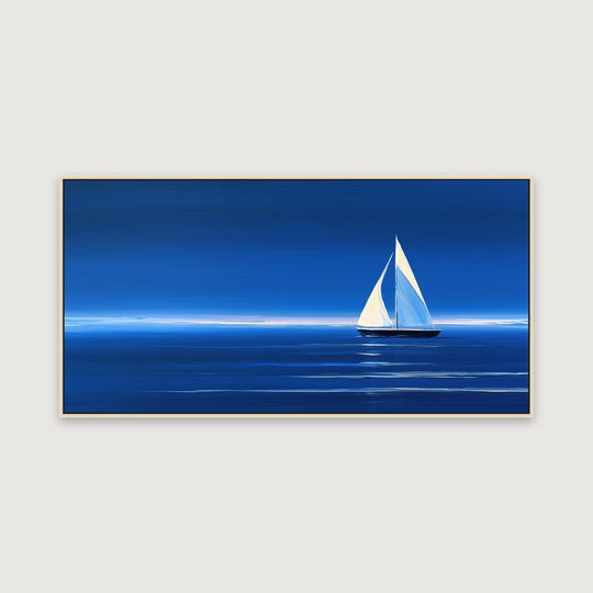 Large Blue Sailboat Canvas Wall Art Print