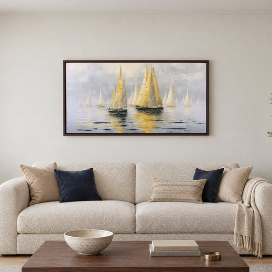Golden Sailing Boats Wall Art