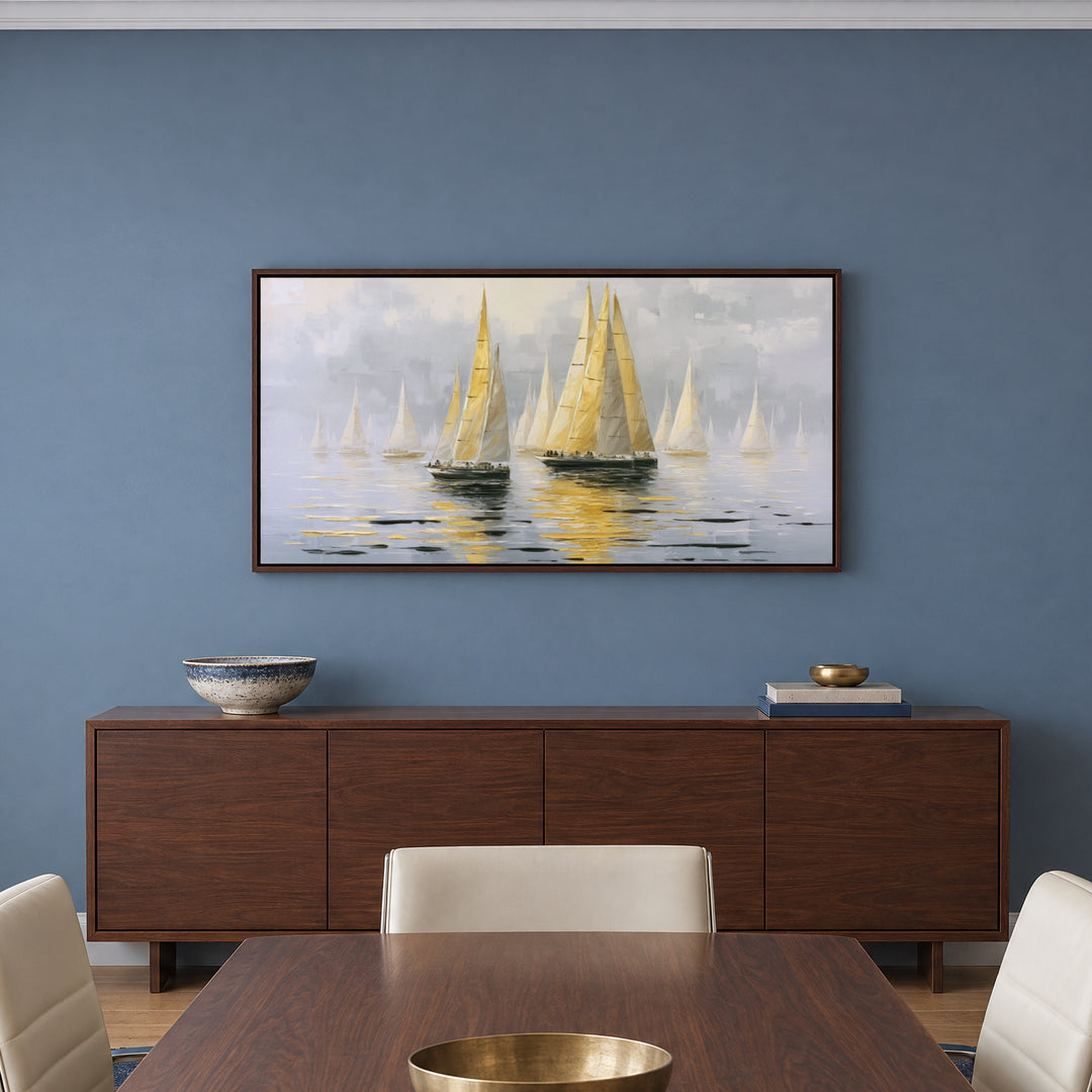 Golden Sailing Boats Wall Art