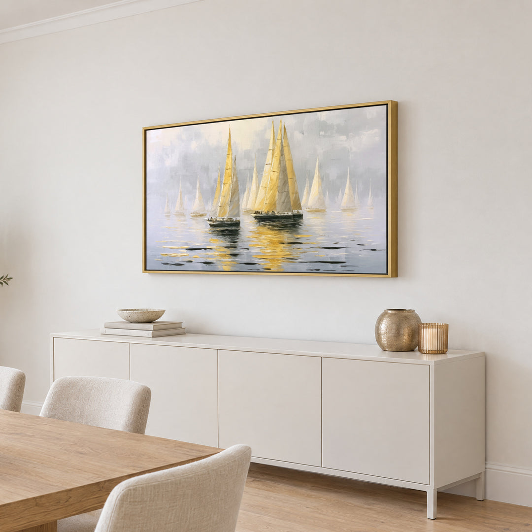 Golden Sailing Boats Wall Art
