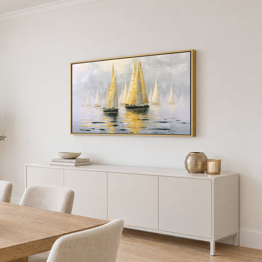Golden Sailing Boats Wall Art