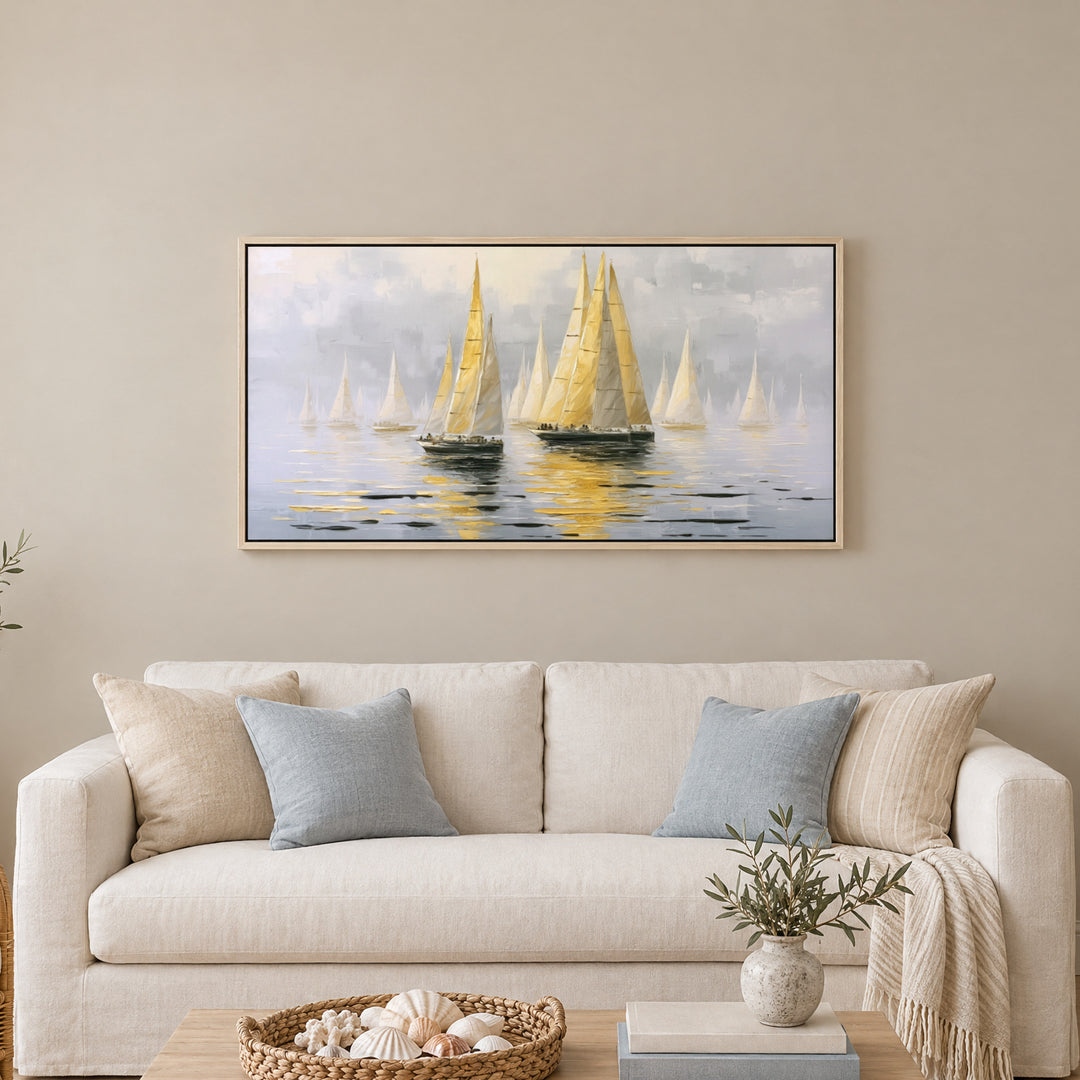 Golden Sailing Boats Wall Art