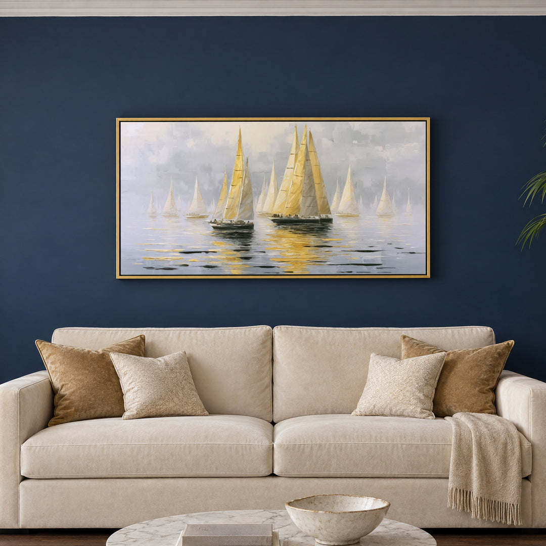 Golden Sailing Boats Wall Art