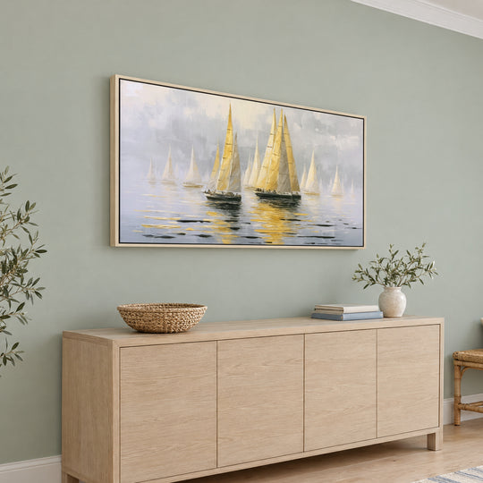 Golden Sailing Boats Wall Art