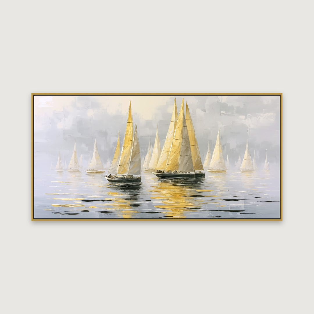 Golden Sailing Boats Wall Art