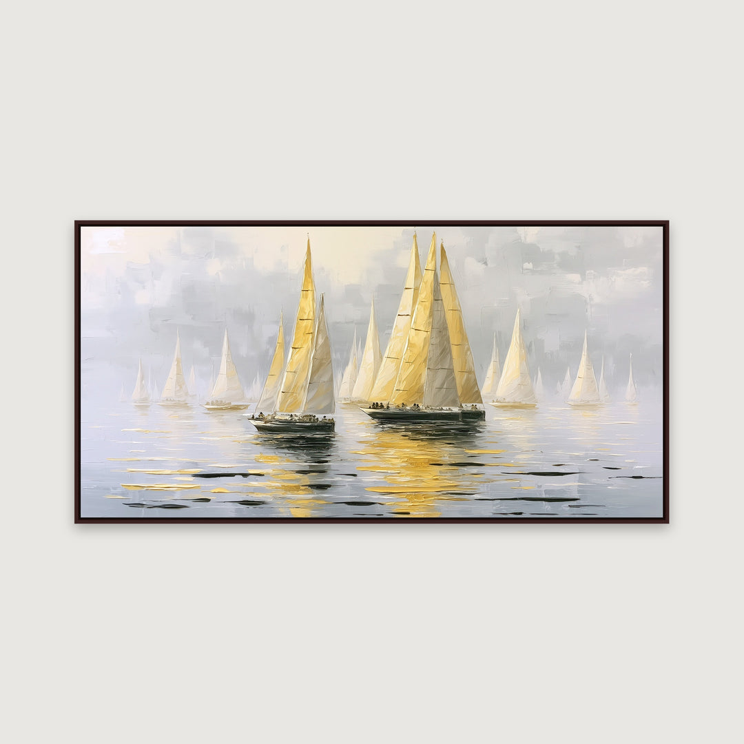 Golden Sailing Boats Wall Art