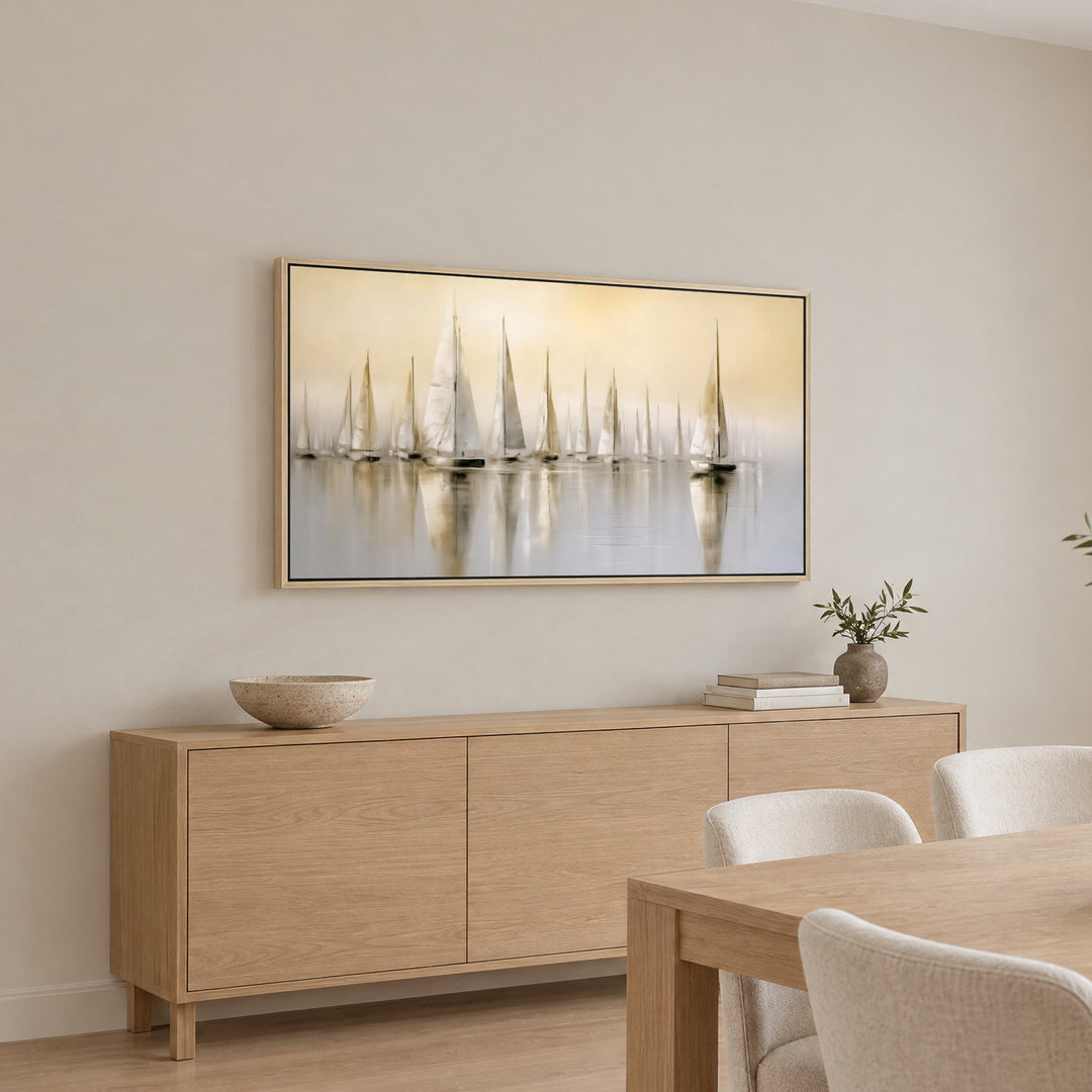 Large Neutral Sailboat Canvas Wall Art Print