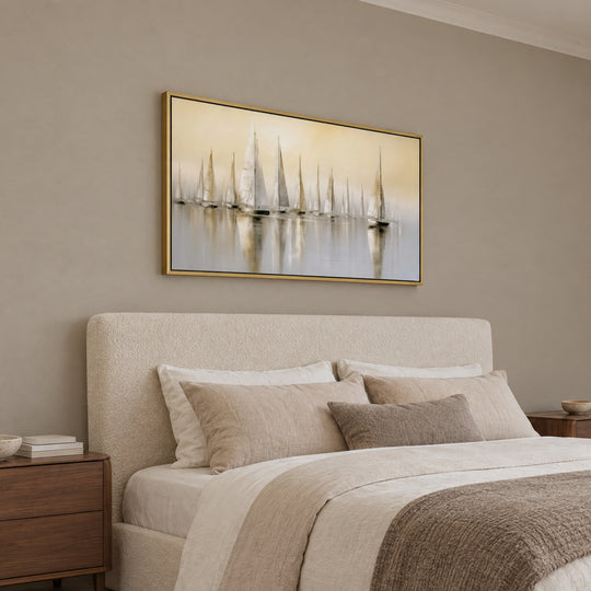 Large Neutral Sailboat Canvas Wall Art Print
