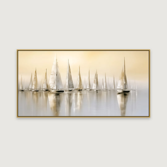 Large Neutral Sailboat Canvas Wall Art Print