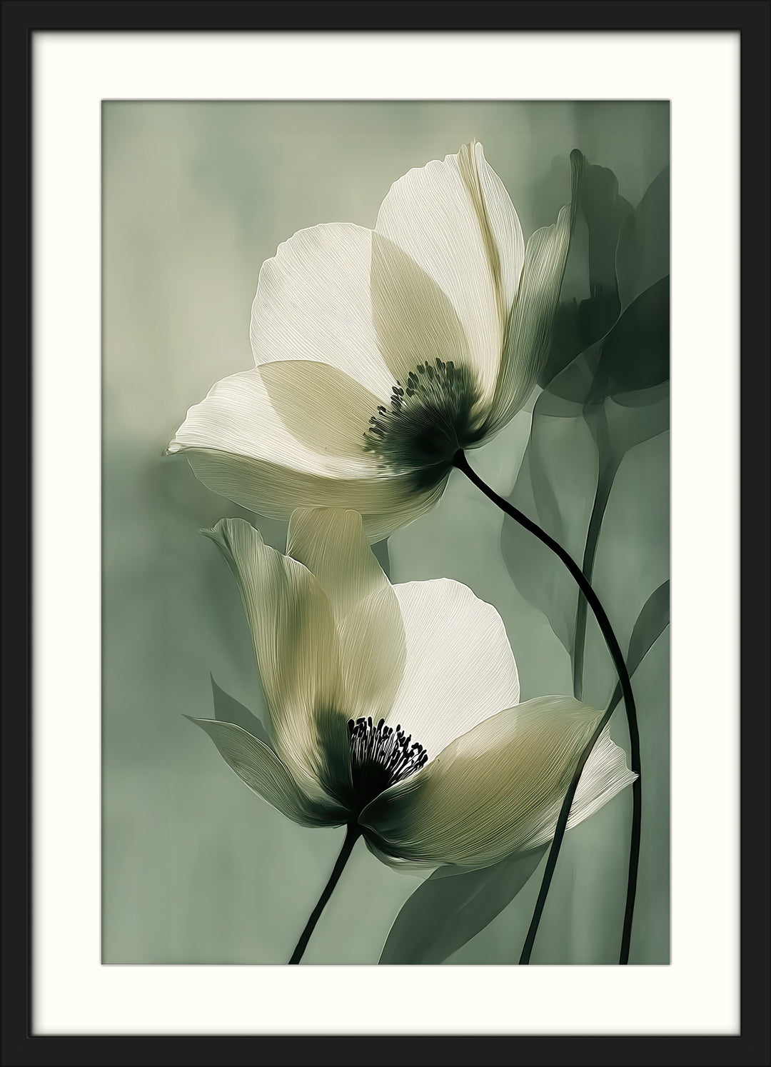 Cream Flower Wall Art Prints Set of