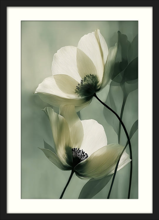 Cream Flower Wall Art Prints Set of