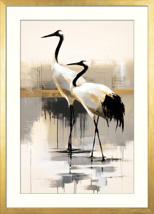 Two Red Crowned Birds