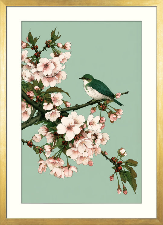 Cherry Blossom Bird Art Print